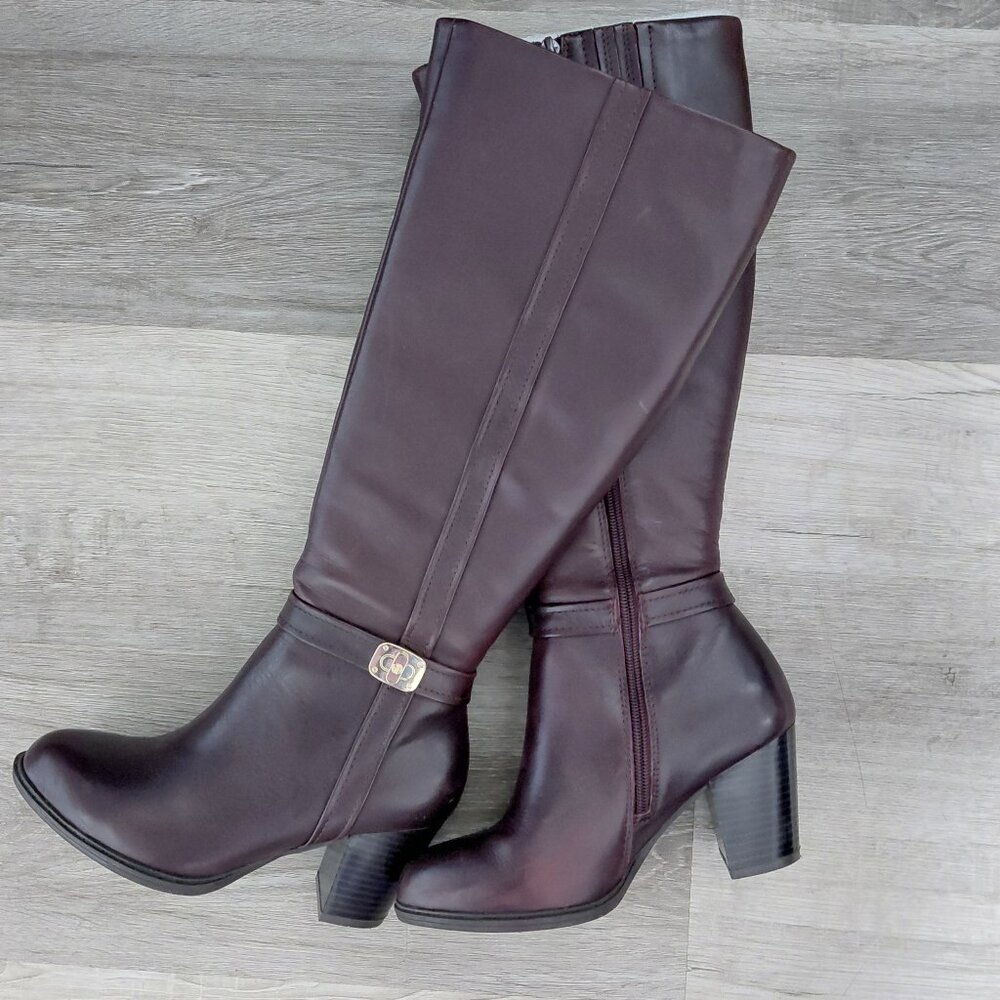 Giani Bernini Memory Foam Burgundy Women Knee High Block Heel Boot